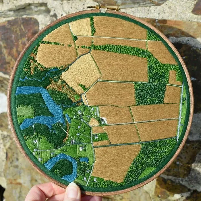 This Artist Embroiders Unbelievably Detailed Aerial Views Of Landscapes (47 Pics)