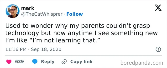 Humorous meme about resisting new technology, expressing a relatable perspective on learning.