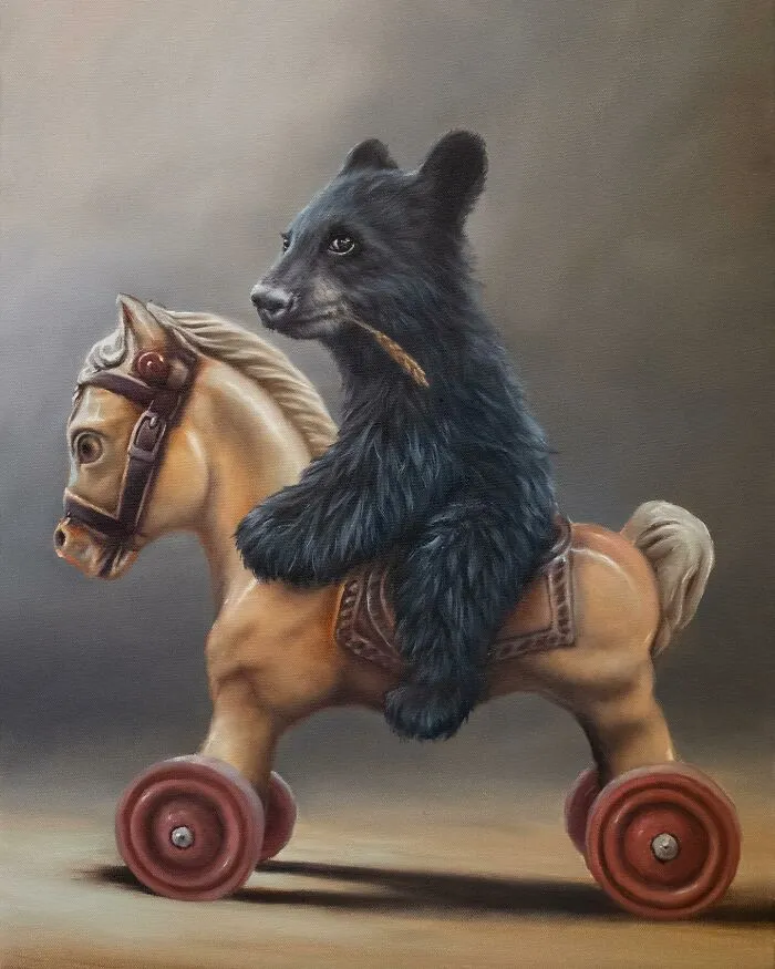Artist’s 44 Thought-Provoking Paintings Where Animals Interact With The World As Humans