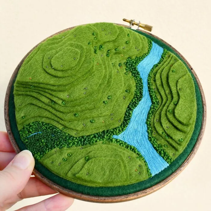 This Artist Embroiders Unbelievably Detailed Aerial Views Of Landscapes (47 Pics)