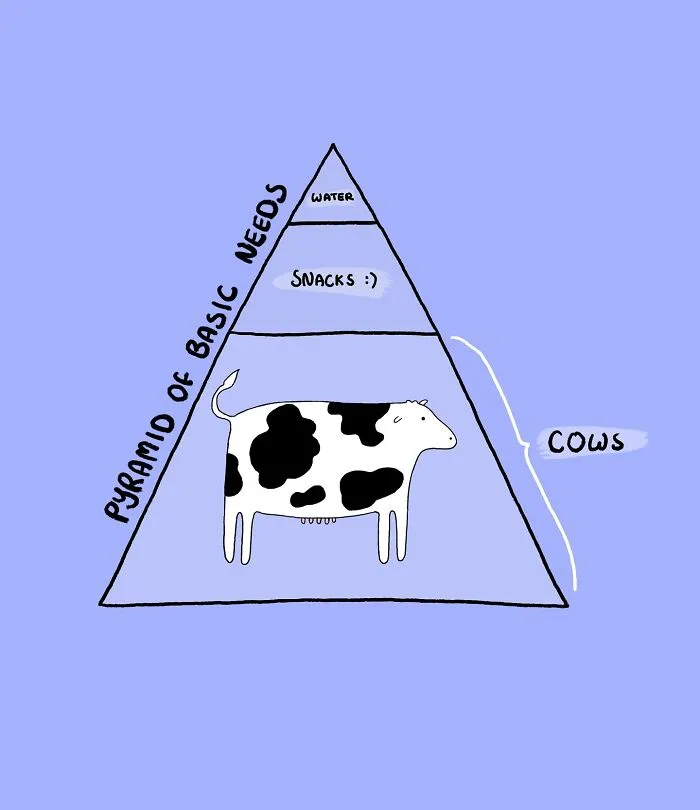 29 Relatable, Silly, And A Little Unhinged Illustrations Of Cows, Created By This Artist