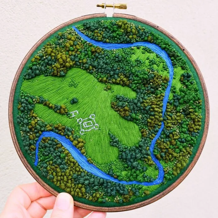 This Artist Embroiders Unbelievably Detailed Aerial Views Of Landscapes (47 Pics)