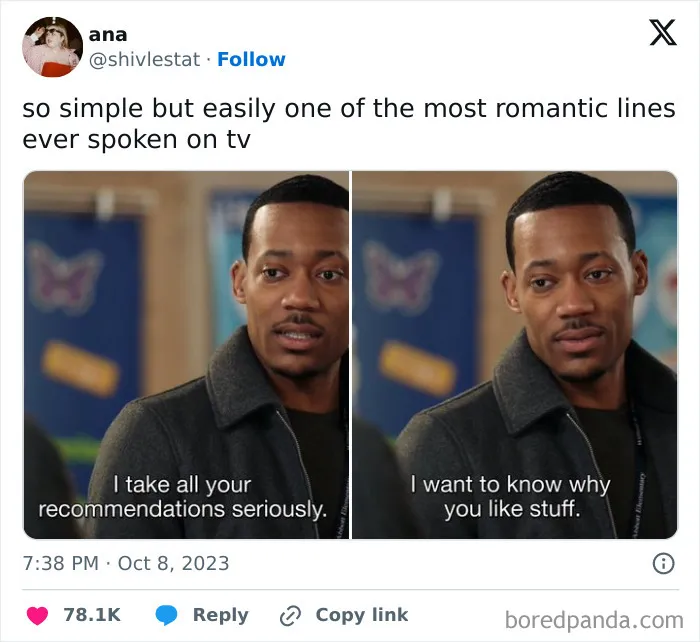 Man in tweet with text about taking recommendations seriously, shared by "Conxfession" IG page.