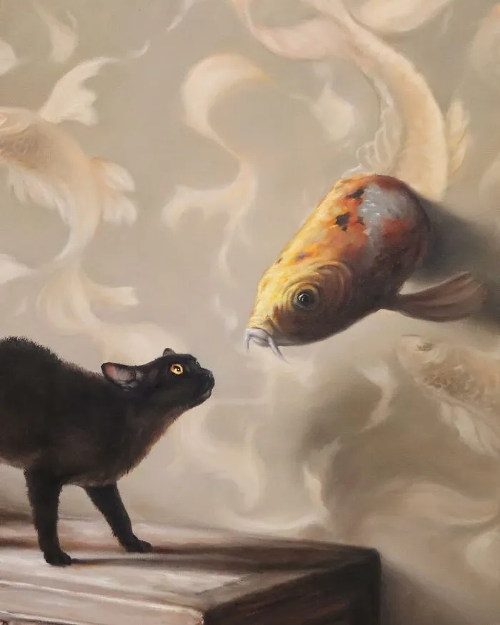 Artist’s 44 Thought-Provoking Paintings Where Animals Interact With The World As Humans