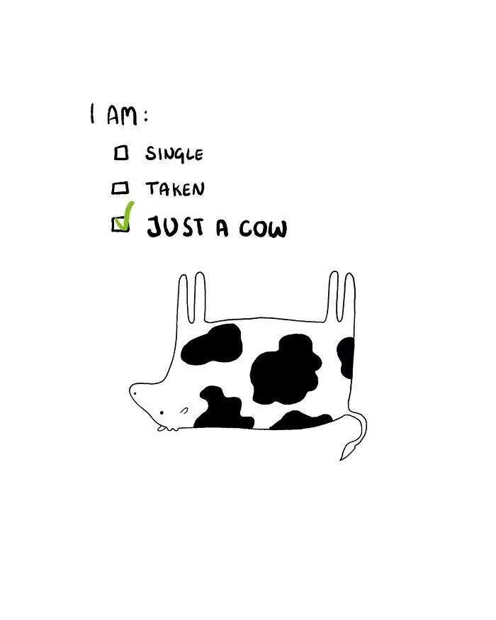 29 Relatable, Silly, And A Little Unhinged Illustrations Of Cows, Created By This Artist