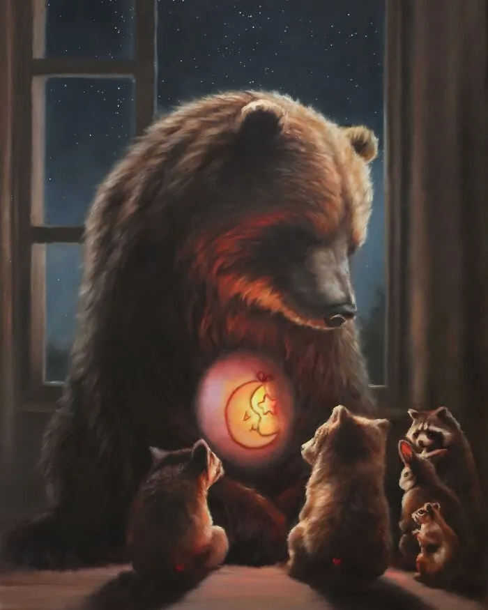 Artist’s 44 Thought-Provoking Paintings Where Animals Interact With The World As Humans