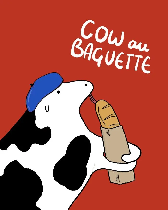 29 Relatable, Silly, And A Little Unhinged Illustrations Of Cows, Created By This Artist