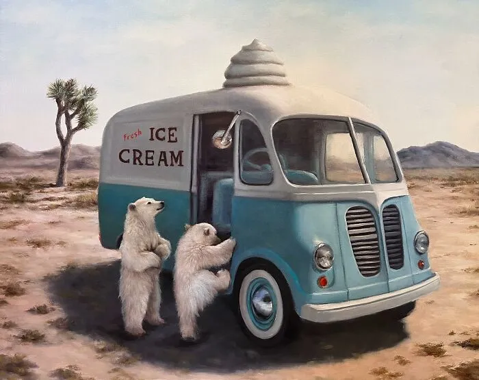 Artist’s 44 Thought-Provoking Paintings Where Animals Interact With The World As Humans