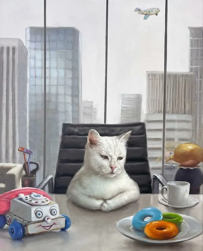 Artist’s 44 Thought-Provoking Paintings Where Animals Interact With The World As Humans