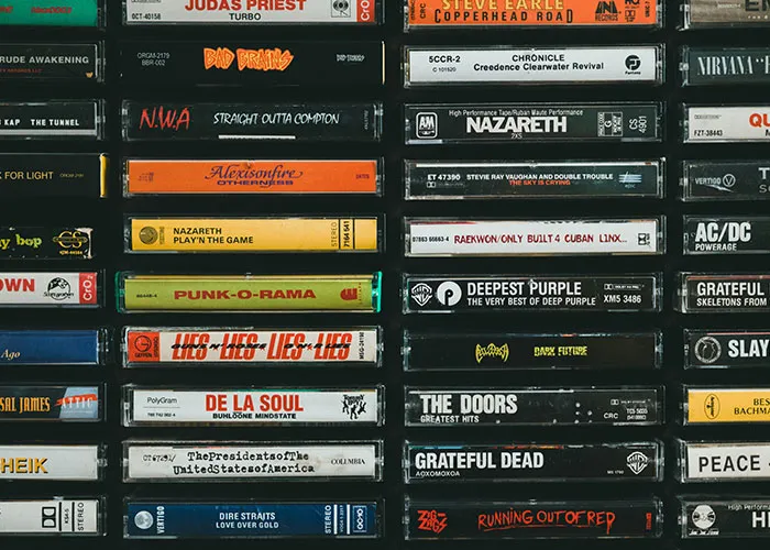 Vintage cassette tapes collection evokes nostalgia for a life without social media.