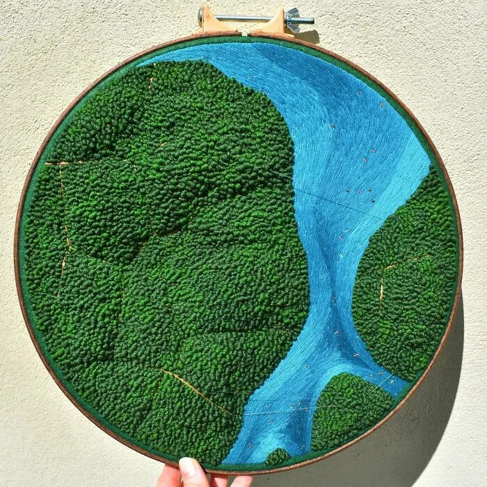 This Artist Embroiders Unbelievably Detailed Aerial Views Of Landscapes (47 Pics)
