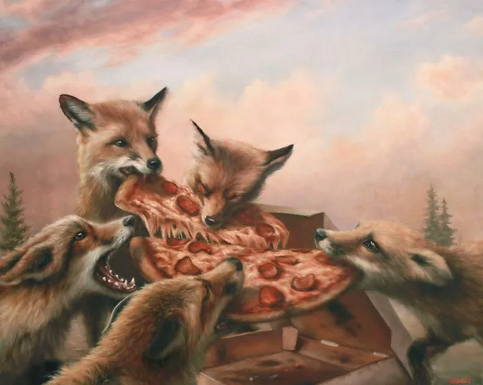 Artist’s 44 Thought-Provoking Paintings Where Animals Interact With The World As Humans