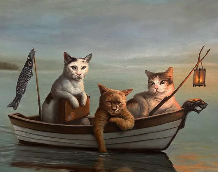 Artist’s 44 Thought-Provoking Paintings Where Animals Interact With The World As Humans