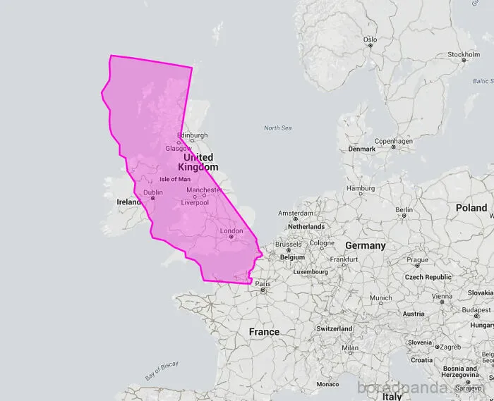 California Moved Onto The UK Shows They're Quite Similar In Size
