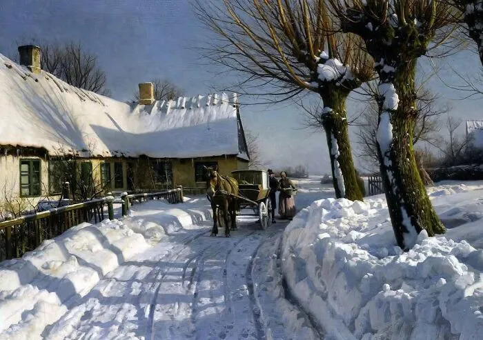 Paisaje invernal en Herstedvester. Peder Mørk Mønsted. 1923