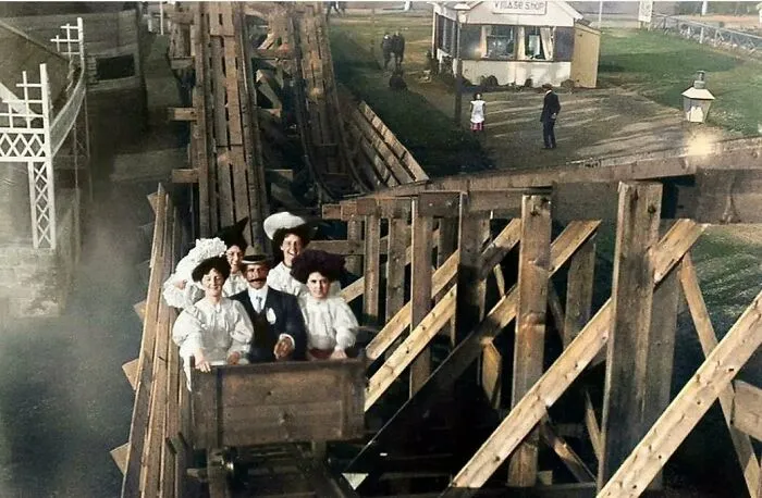 A Wooden Roller Coaster In Edinburgh Scotland In 1900