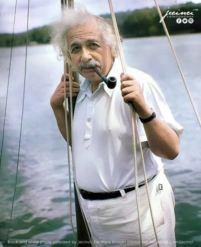 Albert Einstein Sailing On The Saranac Lake, In The Adirondack Park, New York, 1936