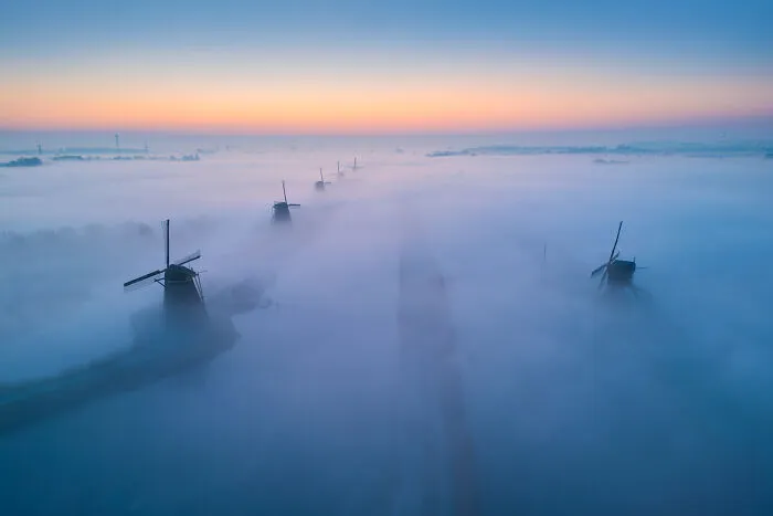 I Captured Dutch Windmills Above The Mist (13 Pics)