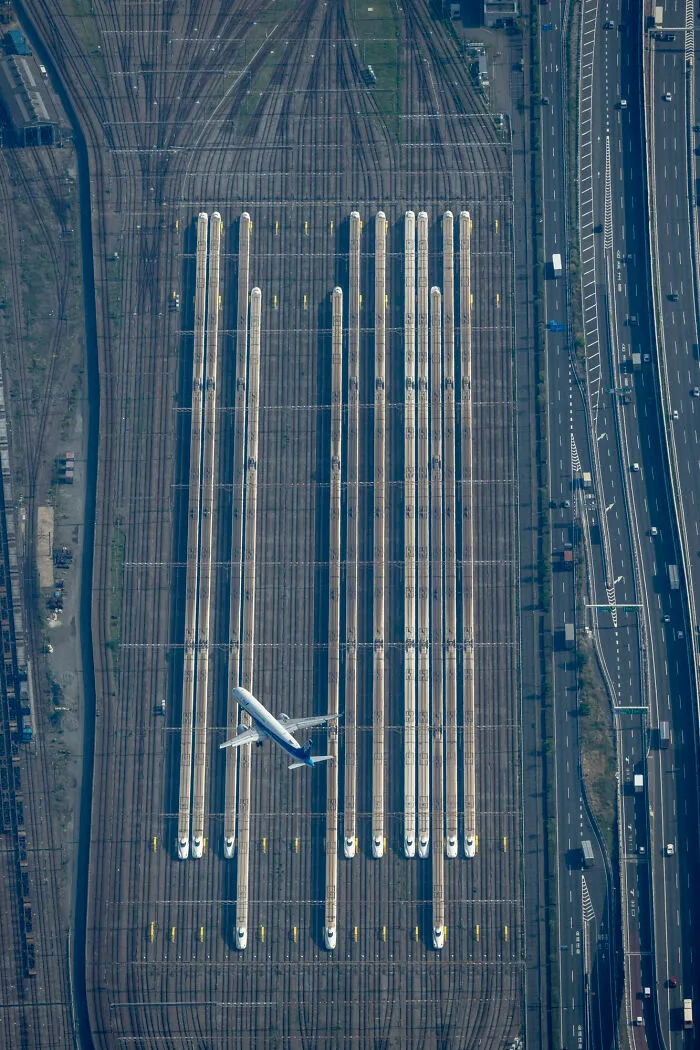 3rd Place / Architecture / Aerial / Drone: "Soratetsu" Airplane And Trains By Yoichi Yoshinaga
