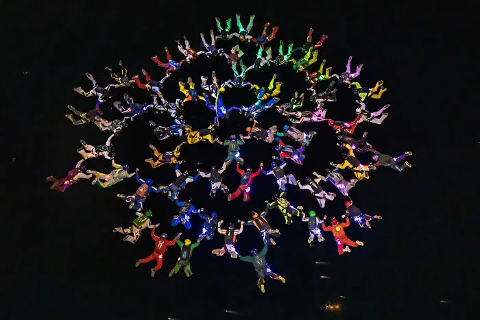 1st Place / Sports / Extreme Sports: World Record Night Skydive By Laszlo Andacs