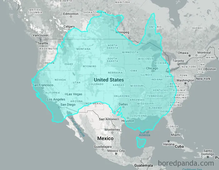People Often Underestimate Australia’s Size Because It’s So Isolated. Here’s What It Looks Like When Placed Over The U.S