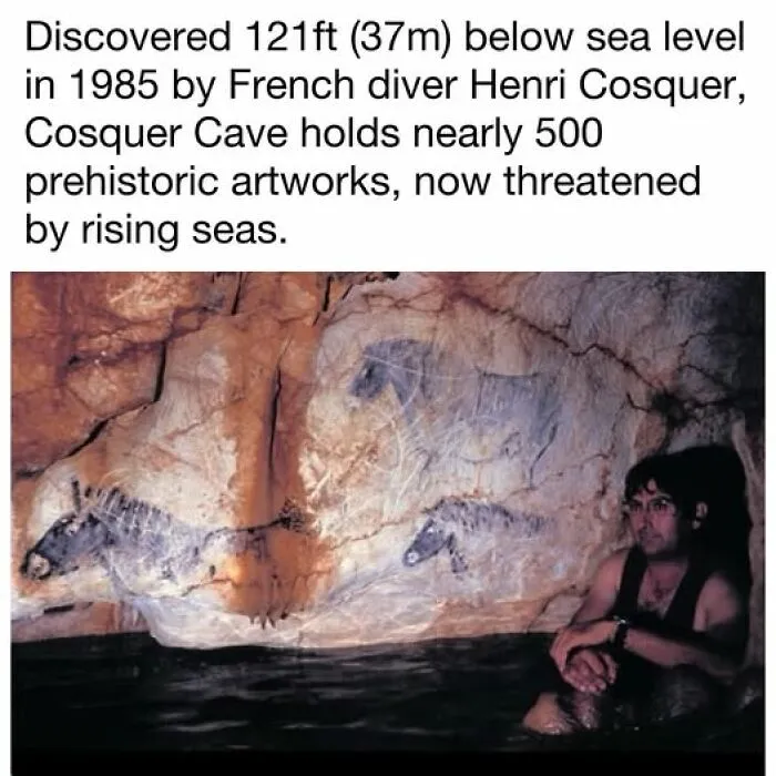 In 1985, French Diver Henri Cosquer Made A Breathtaking Discovery Beneath The Waters Of The Calanques Near Marseille—A Hidden Prehistoric Cave, Now Known As Cosquer Cave. Accessible Only Through A Narrow Passage 121 Feet (37 Meters) Below Sea Level, This Ancient Sanctuary Holds Nearly 500 Artworks Dating Back To 27,000–19,000 Years Ago