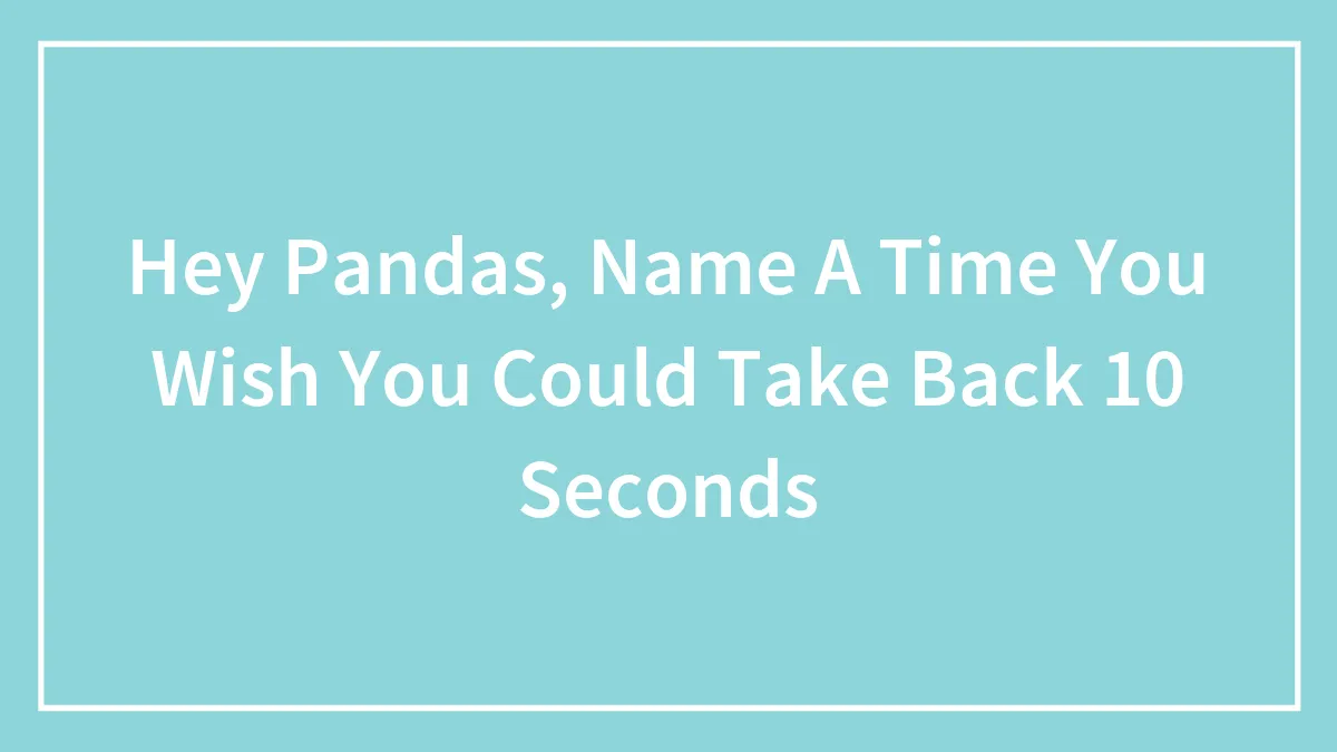 Hey Pandas, Name A Time You Wish You Could Take Back 10 Seconds (Closed)