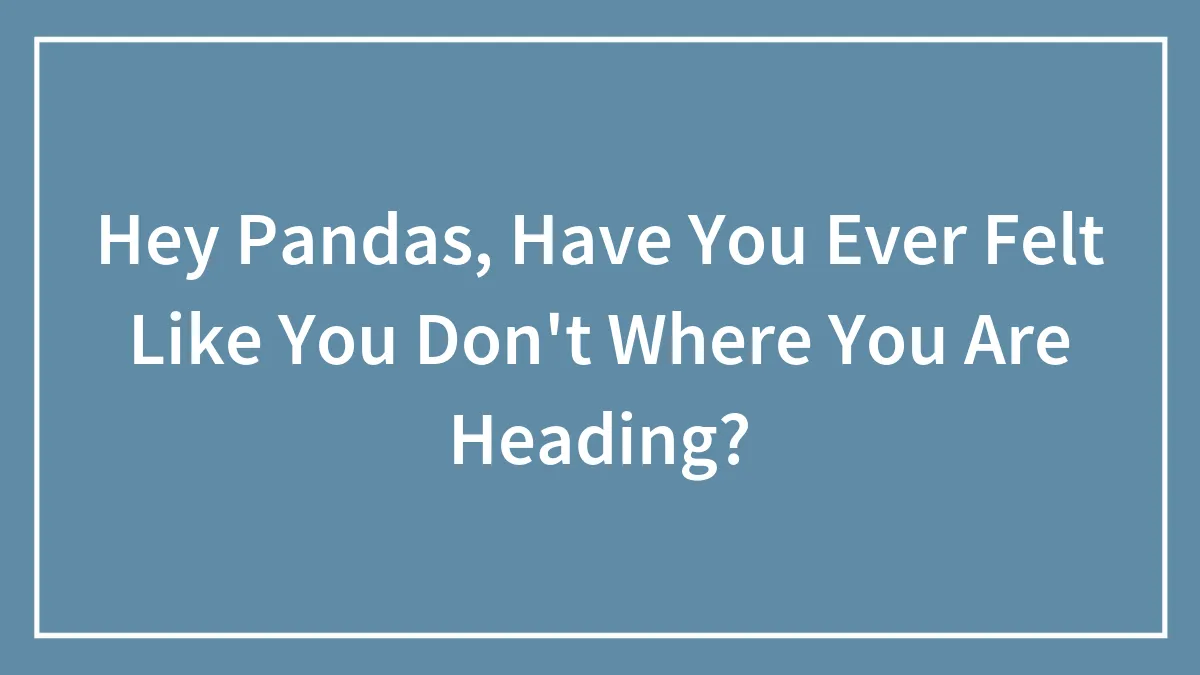Hey Pandas, Have You Ever Felt Like You Don't Where You Are Heading? (Closed)