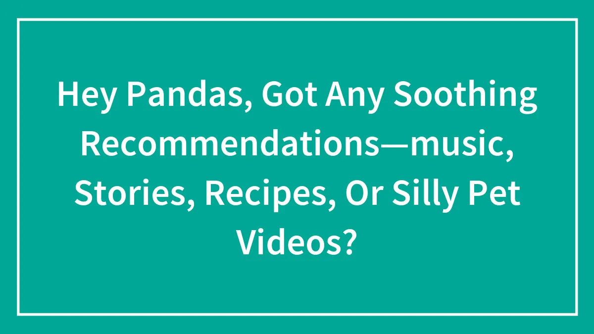 Hey Pandas, Got Any Soothing Recommendations—music, Stories, Recipes, Or Silly Pet Videos? (Closed)