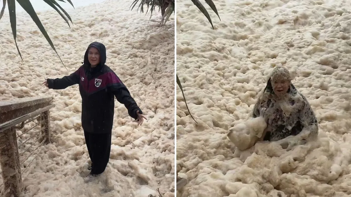 "Don't Do That": Woman's Viral Stunt In Sewage-Filled Sea Foam Sparks Outrage