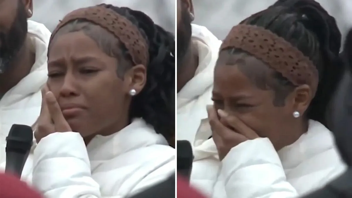 "So Fake": Track Star Cries At Support Rally After Being Charged Over Baton Assault