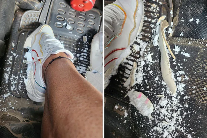 Mis zapatos se desintegraron literalmente de camino al trabajo