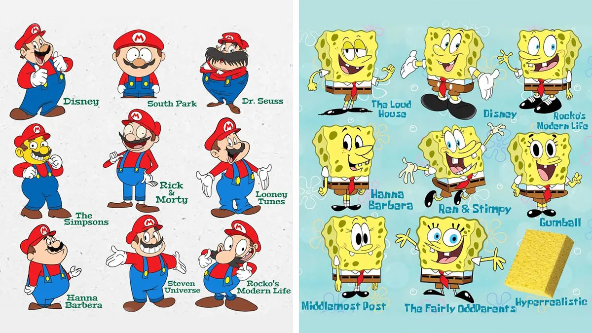 Artist Reimagines Famous Characters In Different Cartoon Styles, Here Are His 26 Best Works