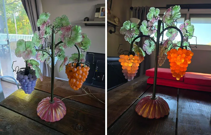 When You Discover A Beautiful Murano Glass Grape Lamp In The Attic