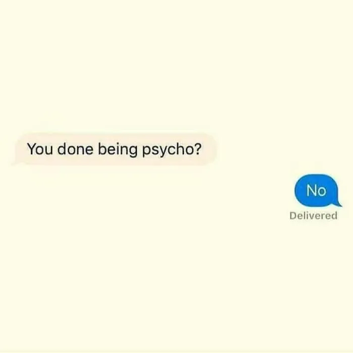 Text message exchange meme highlighting mental health humor.