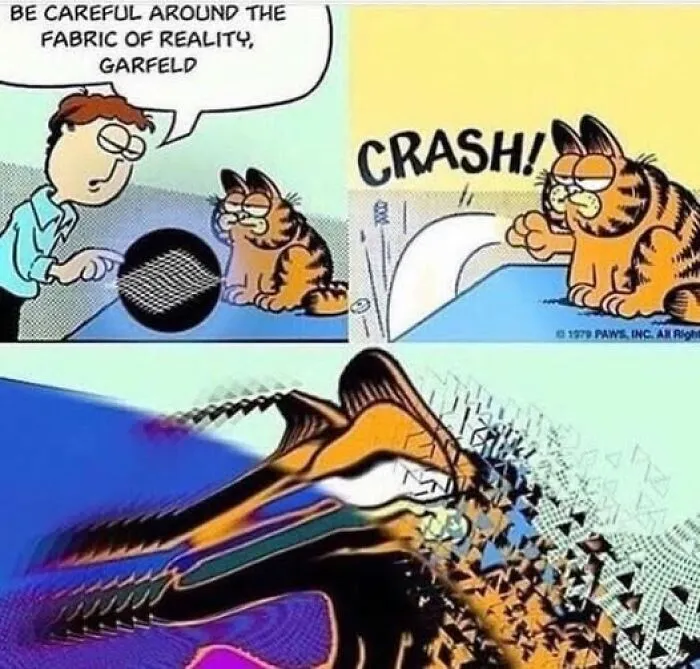 Garfield comic: reality warp humor, highlighting mental health themes in a funny and relatable way.