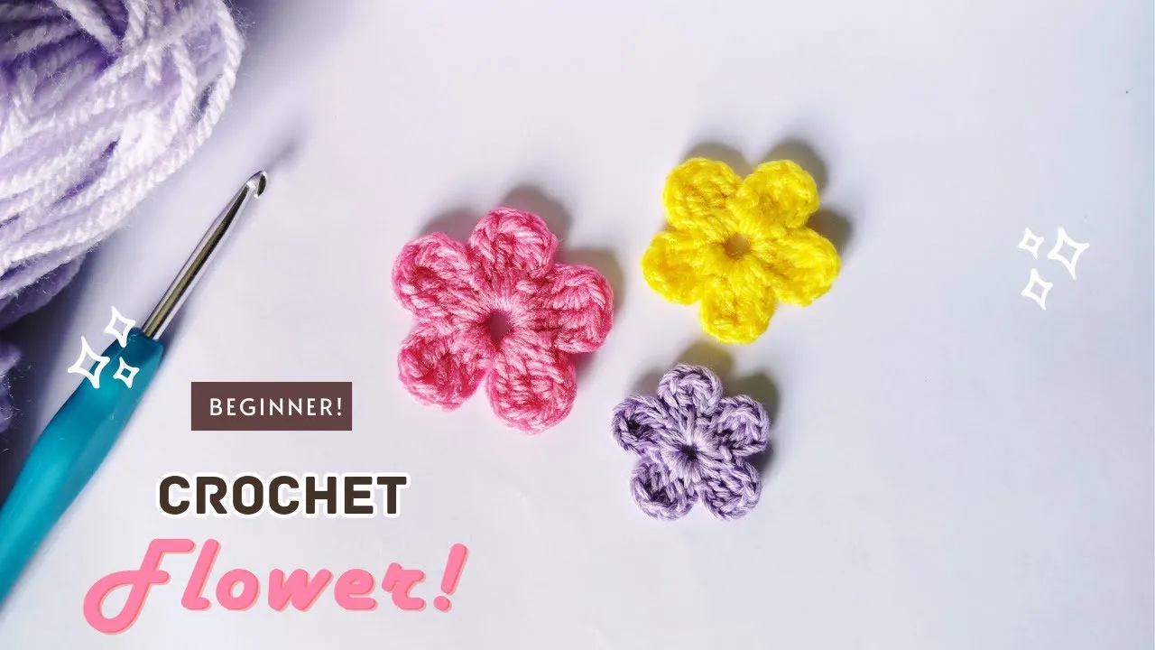 I Made This Simple Crochet Flower Under 5 Minutes! Super Easy Tutorial For Beginners!