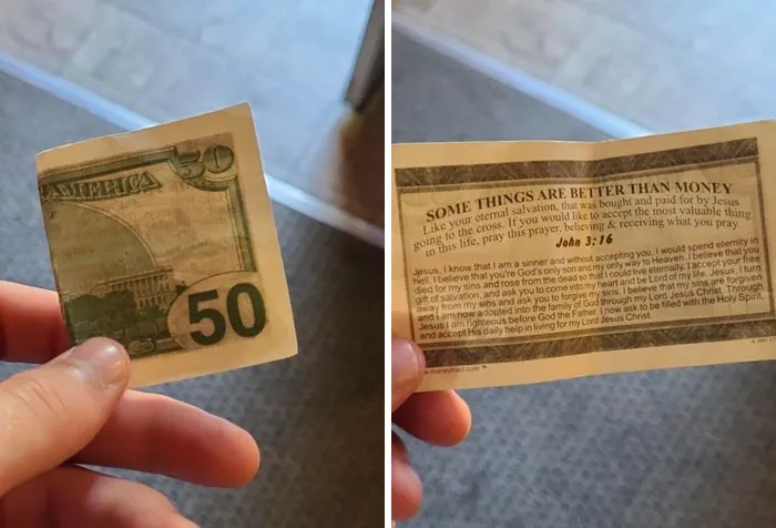 I Work As A Cabin Housekeeper At A State Park. People Usually Sometimes Leave Tips For Us To Thank Us For Our Hard Work, But Yesterday We Found This In A Cabin