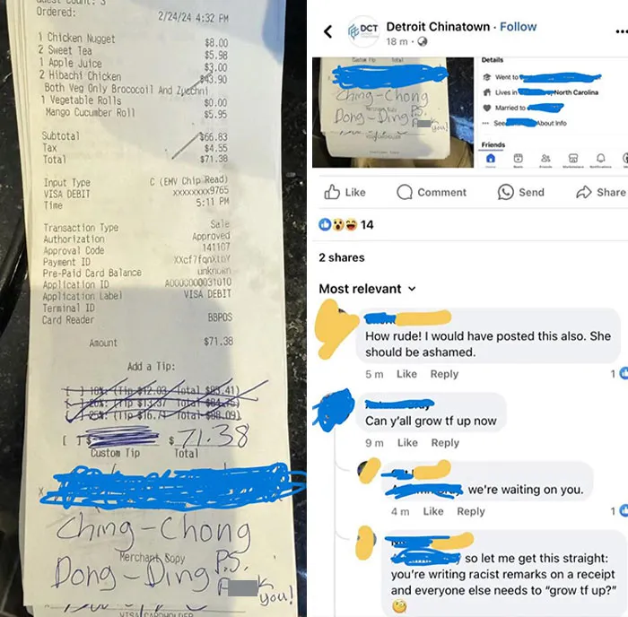 Racist Woman Leaving $0 Tip And Insults In North Carolina