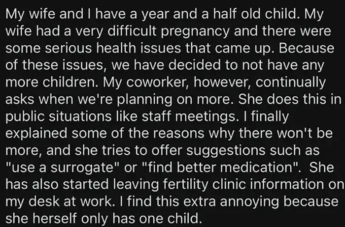 Coworker Keeps Inserting Herself In My Personal Life