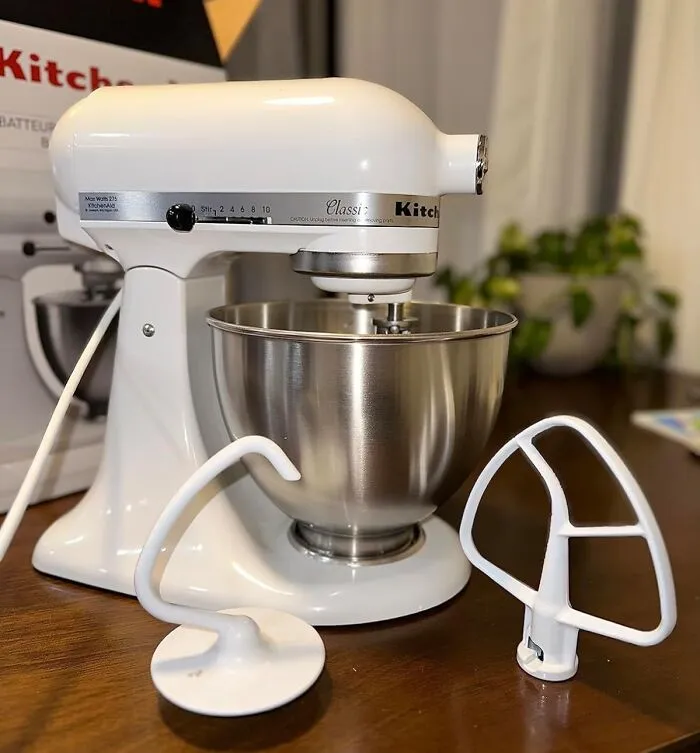 <a style="display:inline;" href="https://www.amazon.com/KitchenAid-Classic-Quart-Tilt-Head-K45SSWH/dp/B00004SGFW?ie=UTF8&th=1&linkCode=ll1&tag=bppig-20&linkId=ac7d6549182e2961ab7ef20e269cc51e&language=en_US&ref_=as_li_ss_tl " target="_blank"> "When my mother passed, her <span Style="Font:inherit;color:#d74b1f;"> KitchenAid</Span> went to my daughter. It was purchased in 1976. It's only 4 quarts and 150 watts, but it's still going strong." - <span Style="Font:inherit;color:#808080"> PetriDishCocktail</Span>