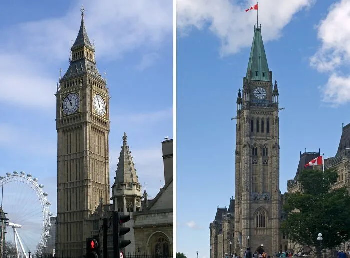 Big Ben, London, United Kingdom And The Peace Tower, Ottawa, Canada