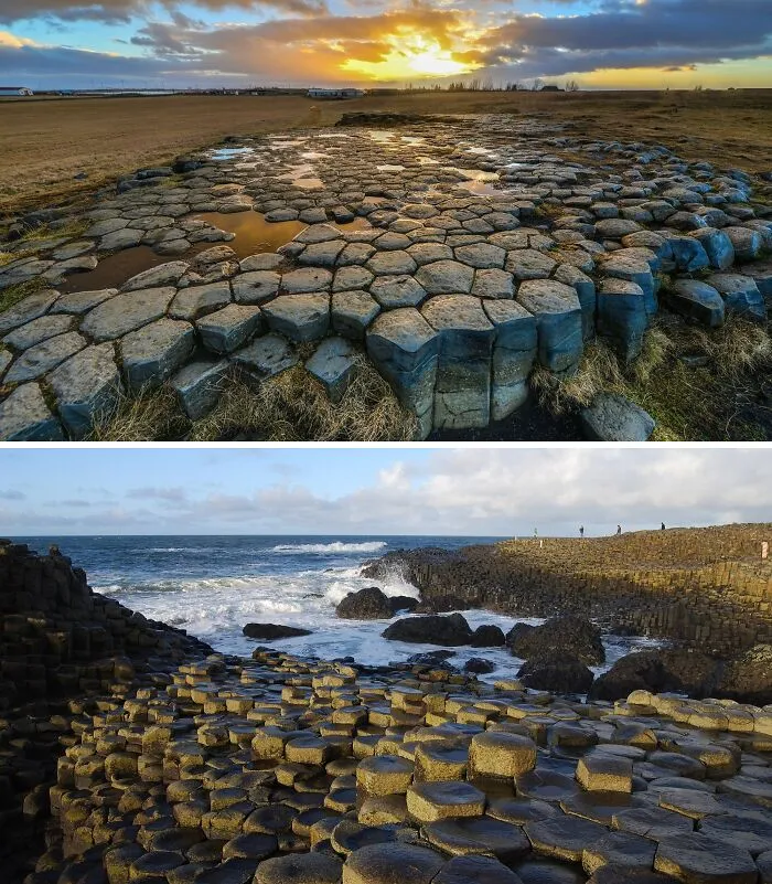 Iceland's Naturally Formed Church Floor And Northern Ireland's Giant's Causeway