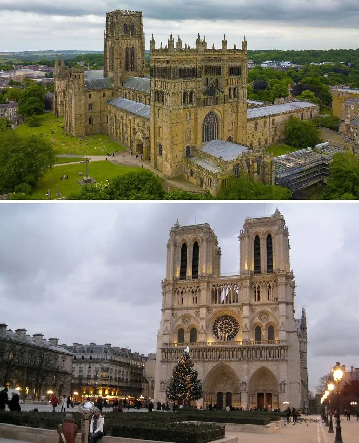 Durham Cathedral, England And Notre Dame Cathedral In Paris