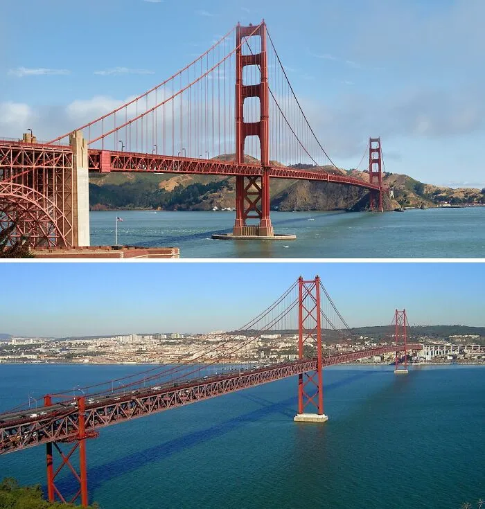 San Francisco’s Golden Gate Bridge And Ponte 25 Bridge, Lisbon, Portugal