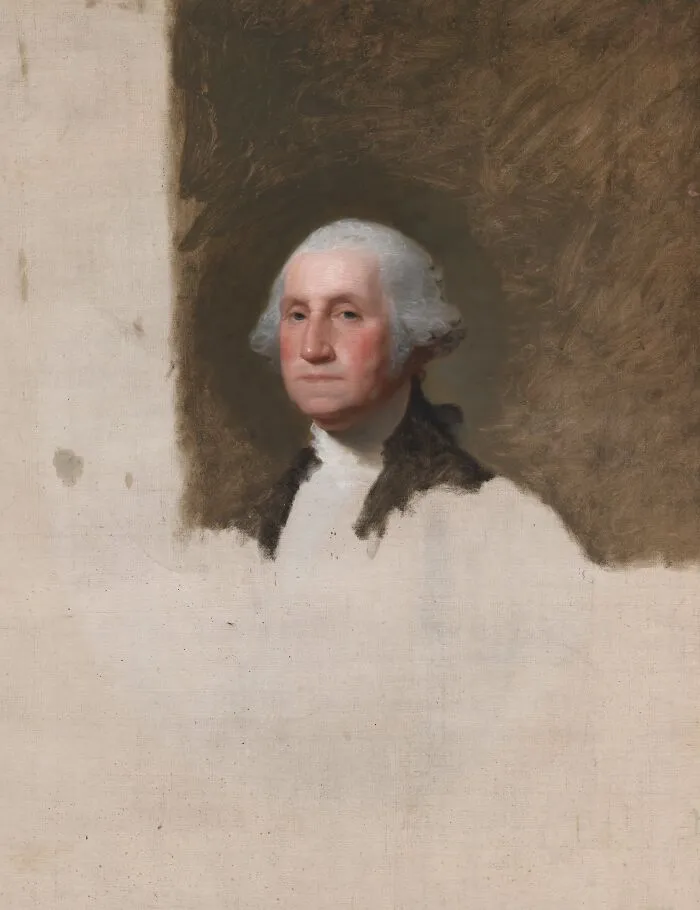 The Unfinished Portrait Of George Washington Used On The Us One-Dollar Bill