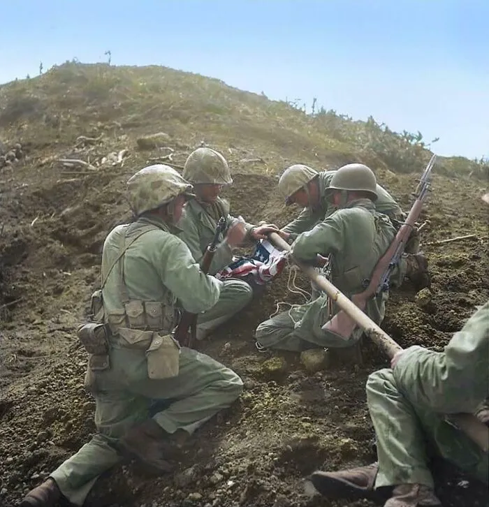 Photographer Caught A Good Shot Just Minutes Before The More Famous Image Was Taken On Mt. Suribachi, Iwo Jima, 1945