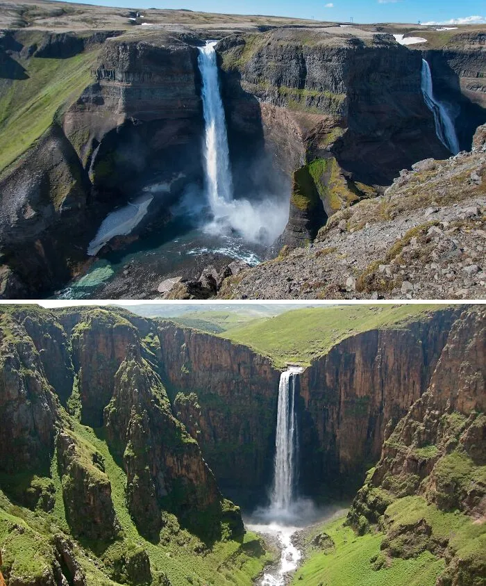 Haifoss, Iceland And Maletsunyane, Lesotho