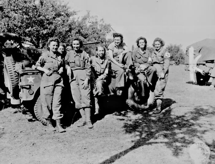 Nurses Of A Field Hospital Who Arrived In France Via England And Egypt After Three Years Service,  August 12, 1944