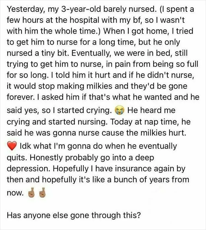 Guilt Tripping Your 3 Yo Child Into Nursing Is Gross